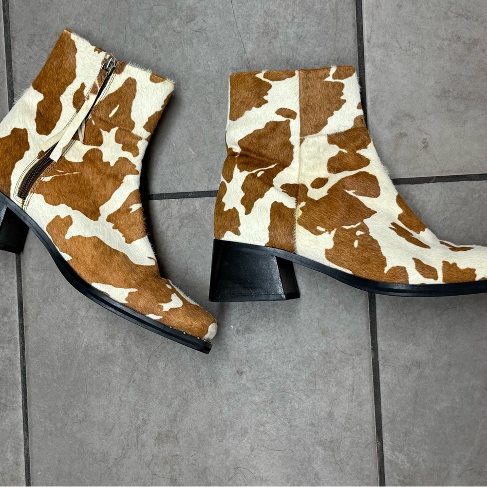 Topshop Cowhide Ankle Booties